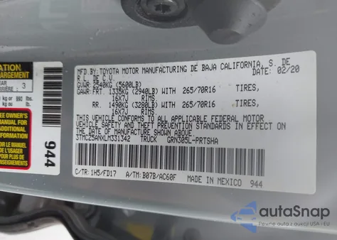 2020 Toyota Tacoma Trd Off-Road from USA, damaged, VIN 3TMCZ5ANXLM331342